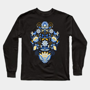 Pattern with The Tree of Life Inspired by Ukrainian Traditional Embroidery Long Sleeve T-Shirt